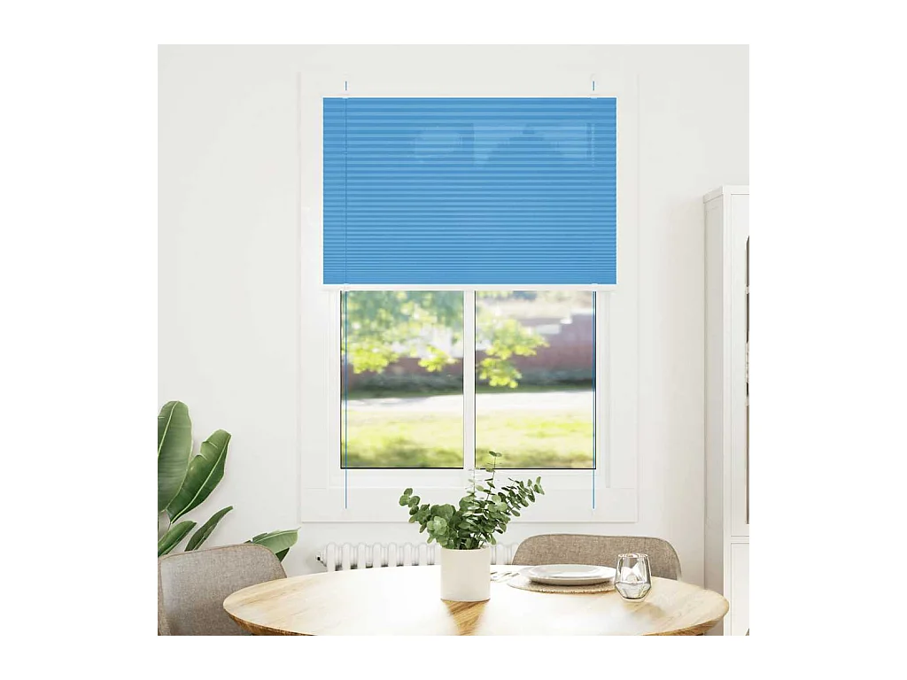 Blauwe plisségordijn 85x150 cm stofbreedte 84,4 cm polyester
