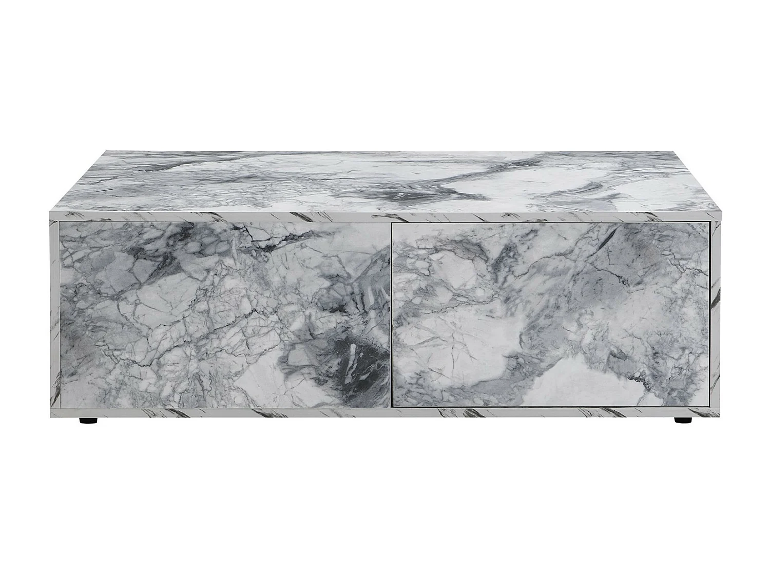 Lot de 2 table basse avec rangement, aspect en marbre en MDF, table d'appoint de canapé et balcon, Blanc, 100x70x33.5cm