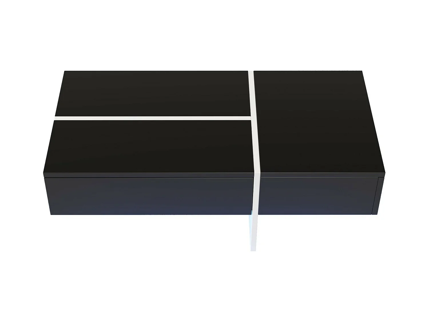 3 -Drawer -salontafel, met LED's en app, deeltjespaneel, zwart en wit, 100x50 x34,5 cm