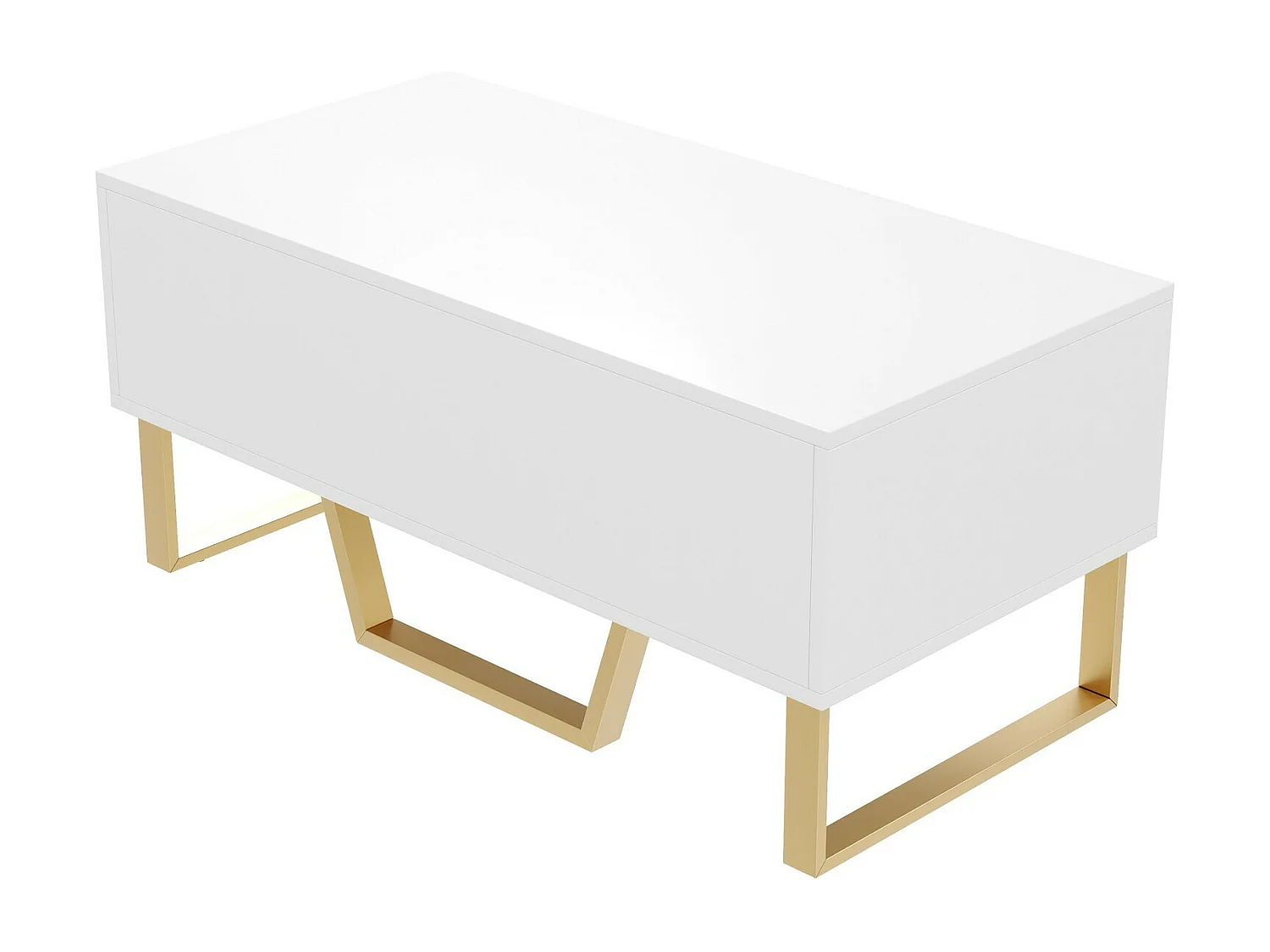 Brillante Kaffeetabelle 2 Türen und 2 Schubladen, Partikelplatte, 100x50x45 cm, weiß