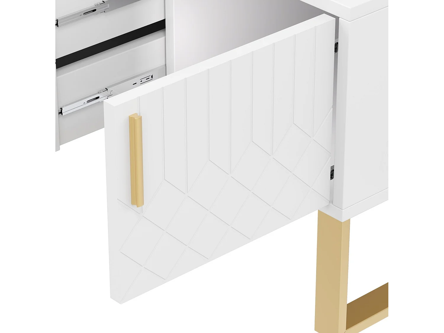 Brillante Kaffeetabelle 2 Türen und 2 Schubladen, Partikelplatte, 100x50x45 cm, weiß