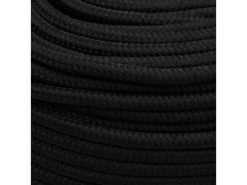 Corda de trabalho preta 6 mm 50 m Poliéster