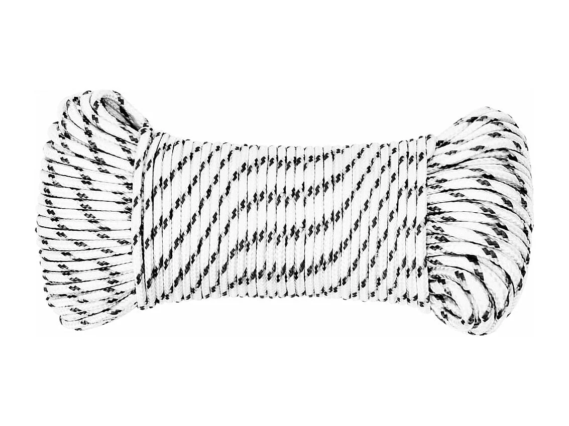 Weißes geflochtenes Bootsseil 5 mm x 50 m Polyester