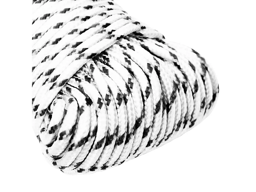 Weißes geflochtenes Bootsseil 5 mm x 50 m Polyester