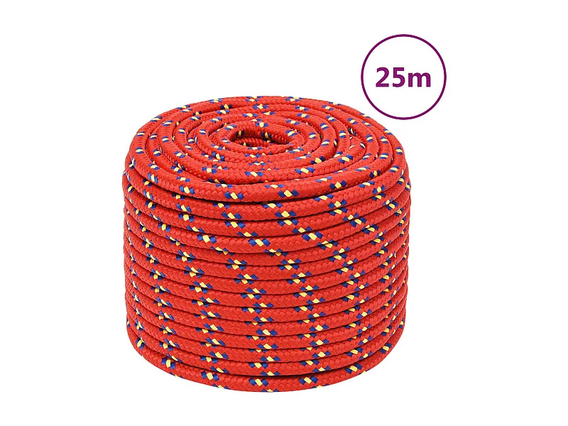 Corde de bateau Rouge 12 mm 25 m Polypropylène