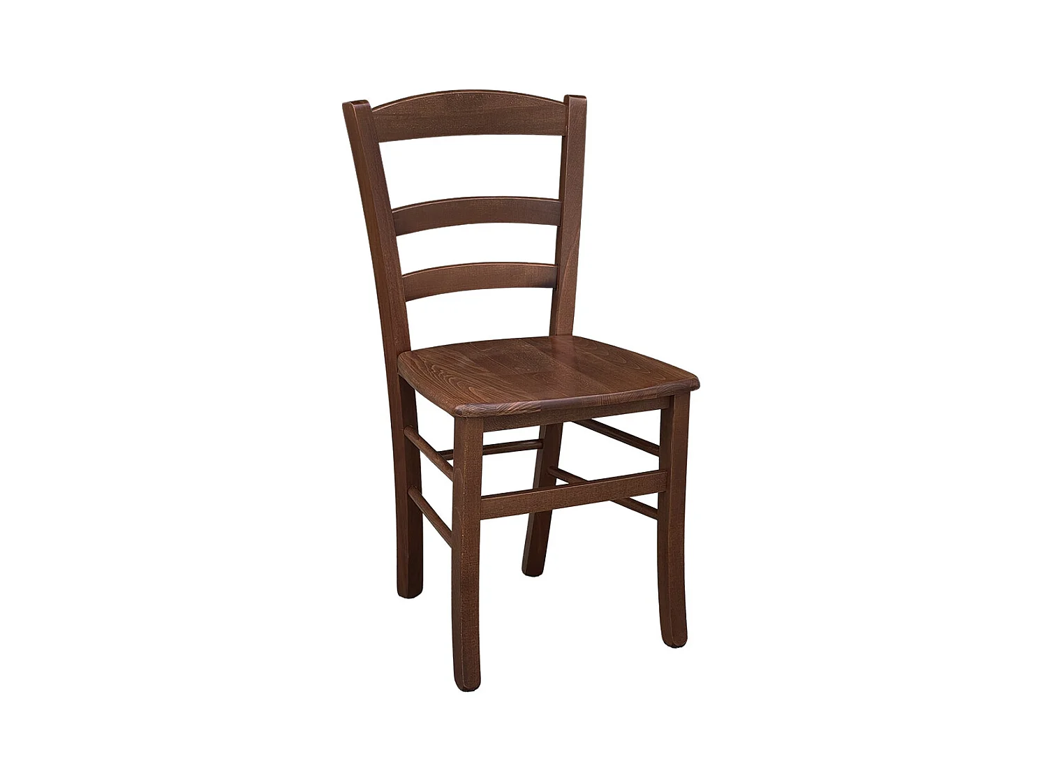 Chaise de salle à manger de campagne en noyer foncé avec assise en bois massif
