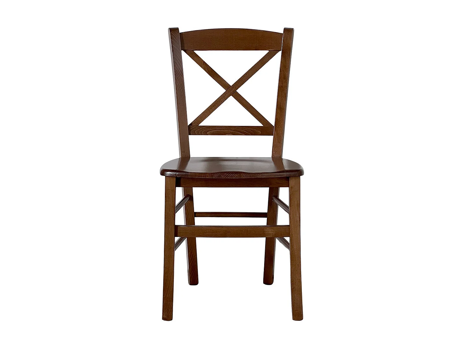 Chaise en bois de Venise croix assise en bois de noyer foncé