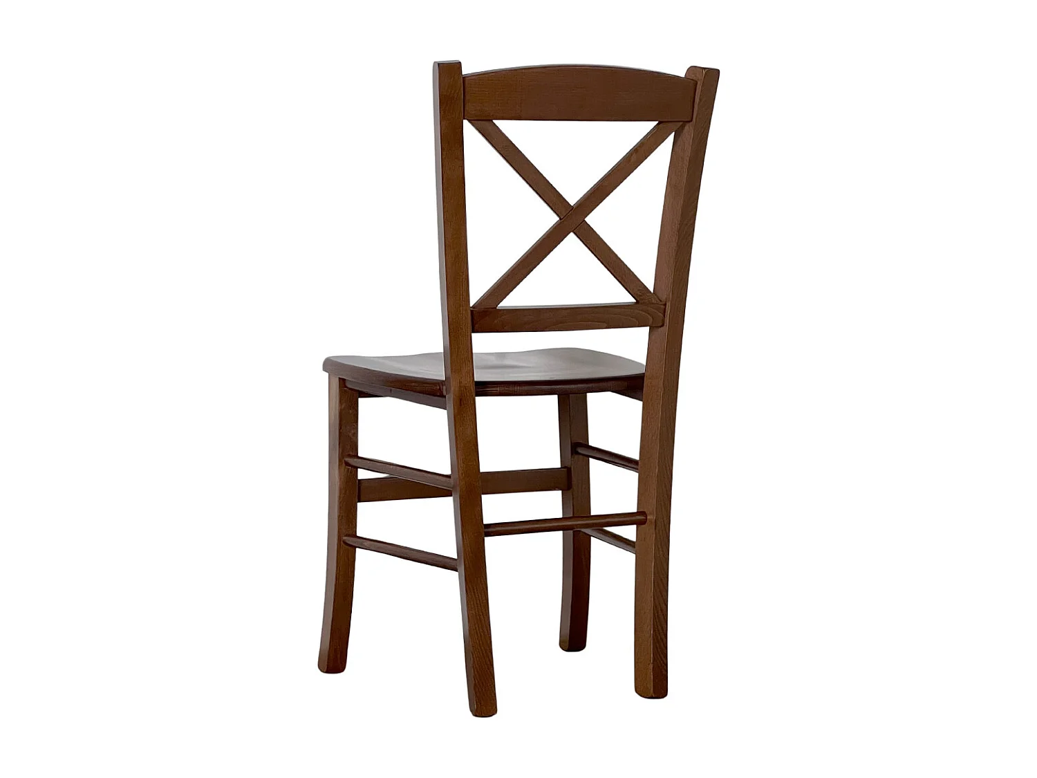 Chaise en bois de Venise croix assise en bois de noyer foncé