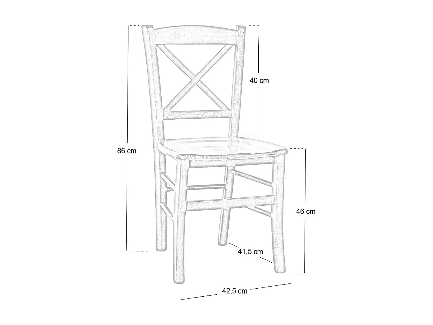 Chaise en bois de Venise croix assise en bois de noyer foncé