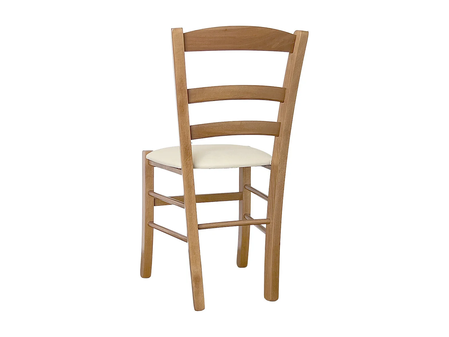 Sedia legno paesana noce chiaro con seduta similpelle beige