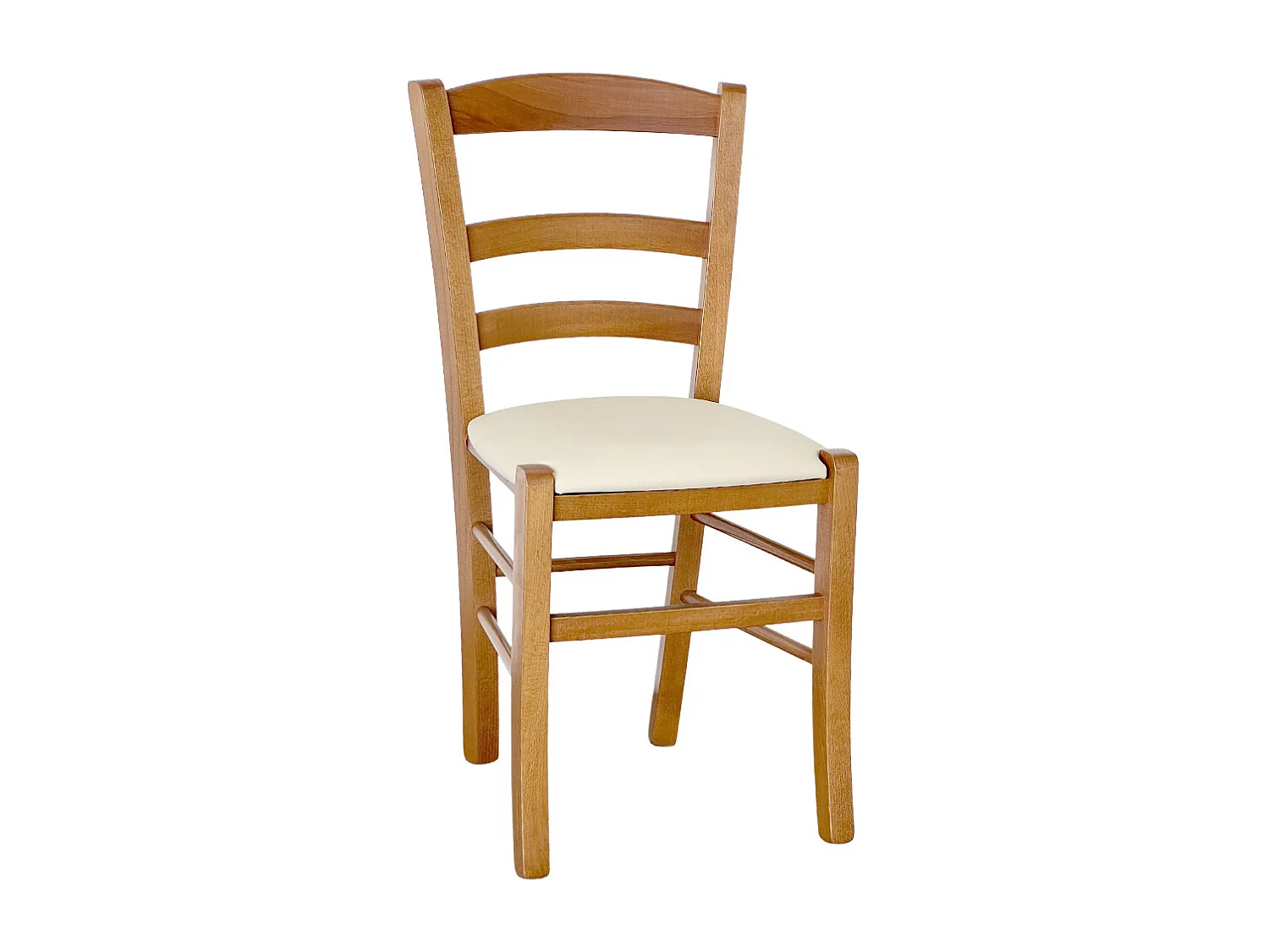 Sedia legno paesana noce chiaro con seduta similpelle beige