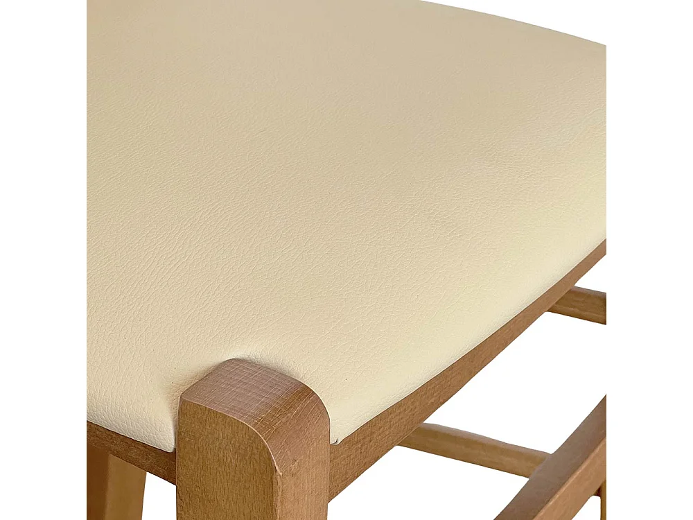 Sedia legno paesana noce chiaro con seduta similpelle beige