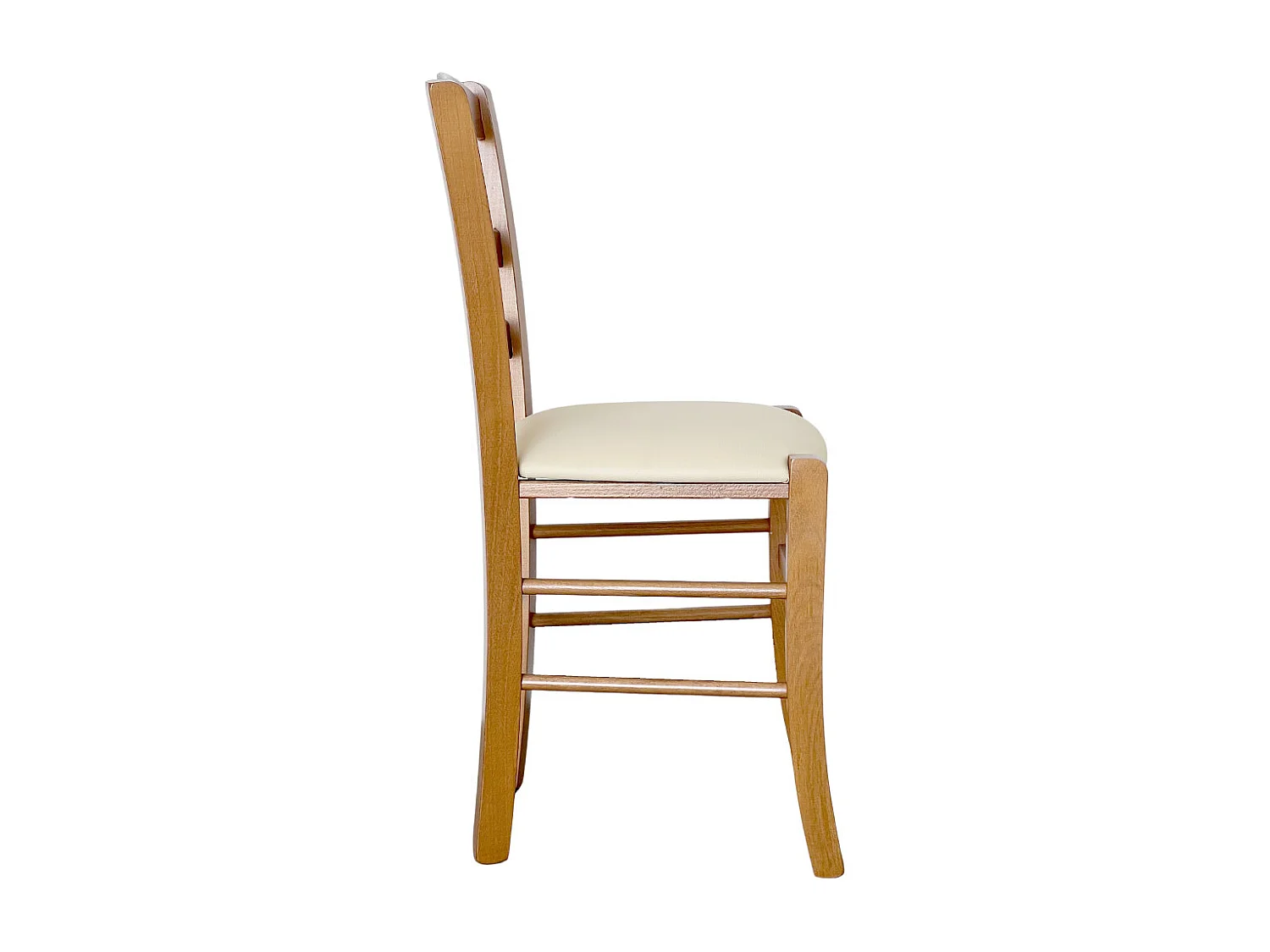 Sedia legno paesana noce chiaro con seduta similpelle beige