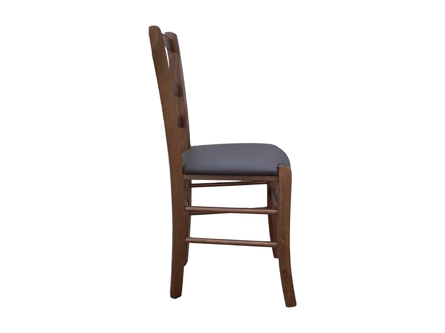 Sedia legno venezia noce scuro con seduta similpelle imbottita marrone