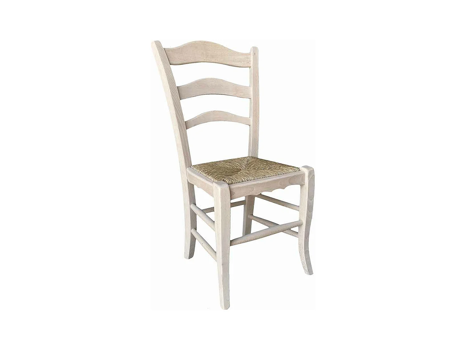 Chaise de montagne en bois à peindre avec assise en paille