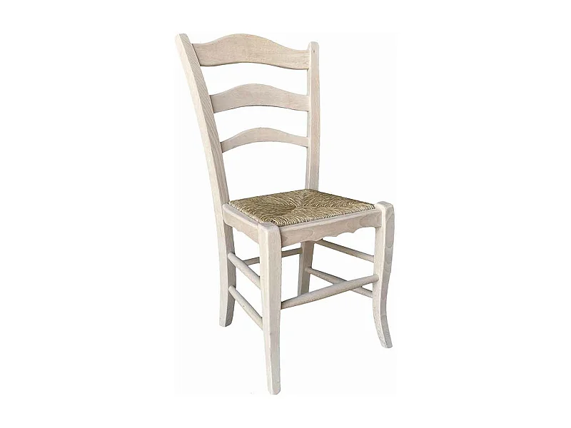 Chaise de montagne en bois à peindre avec assise en paille