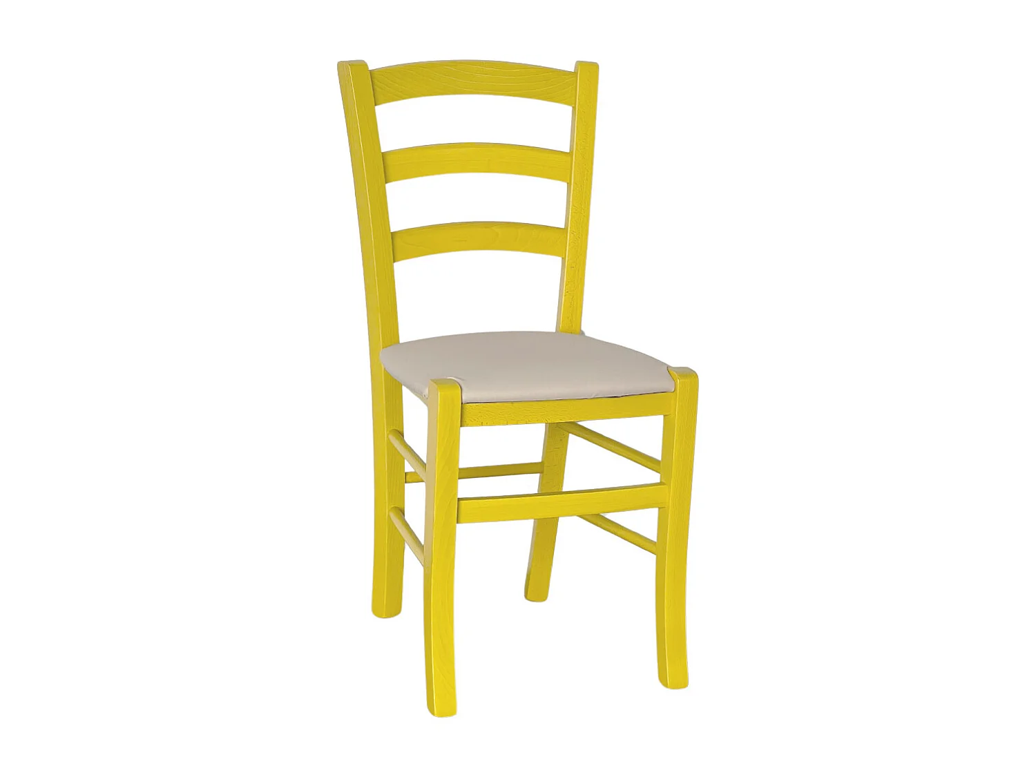 Sedia legno venezia gialla con seduta in similpelle crema beige