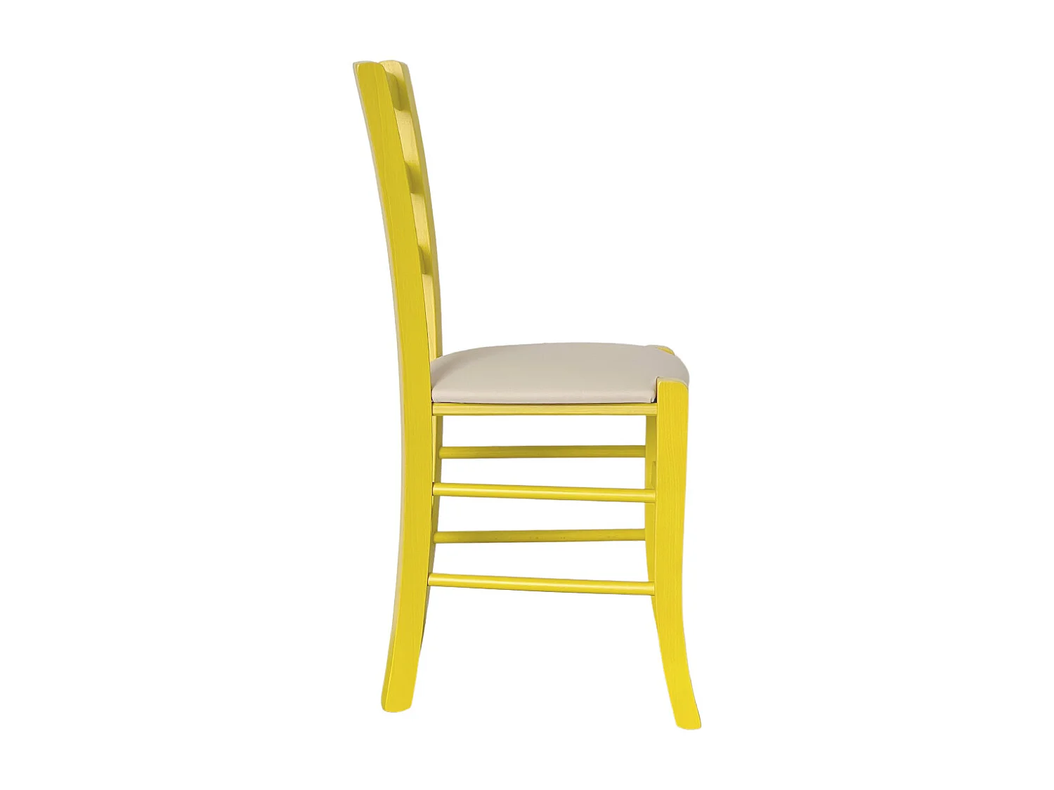Sedia legno venezia gialla con seduta in similpelle crema beige