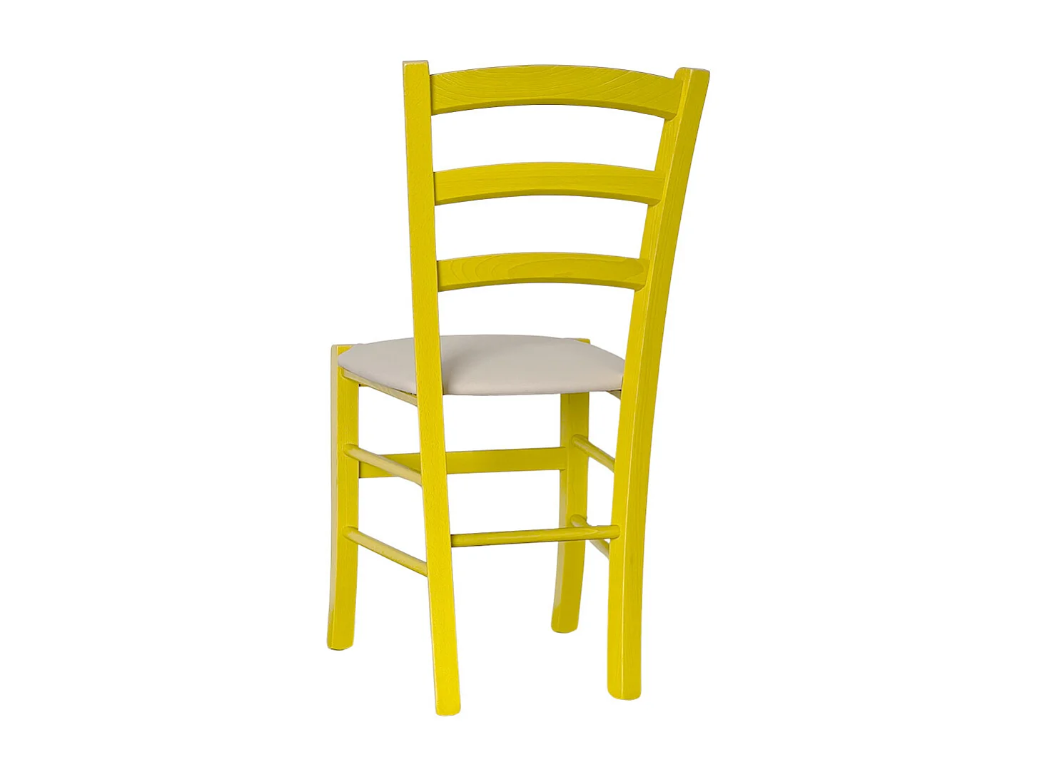 Sedia legno venezia gialla con seduta in similpelle crema beige