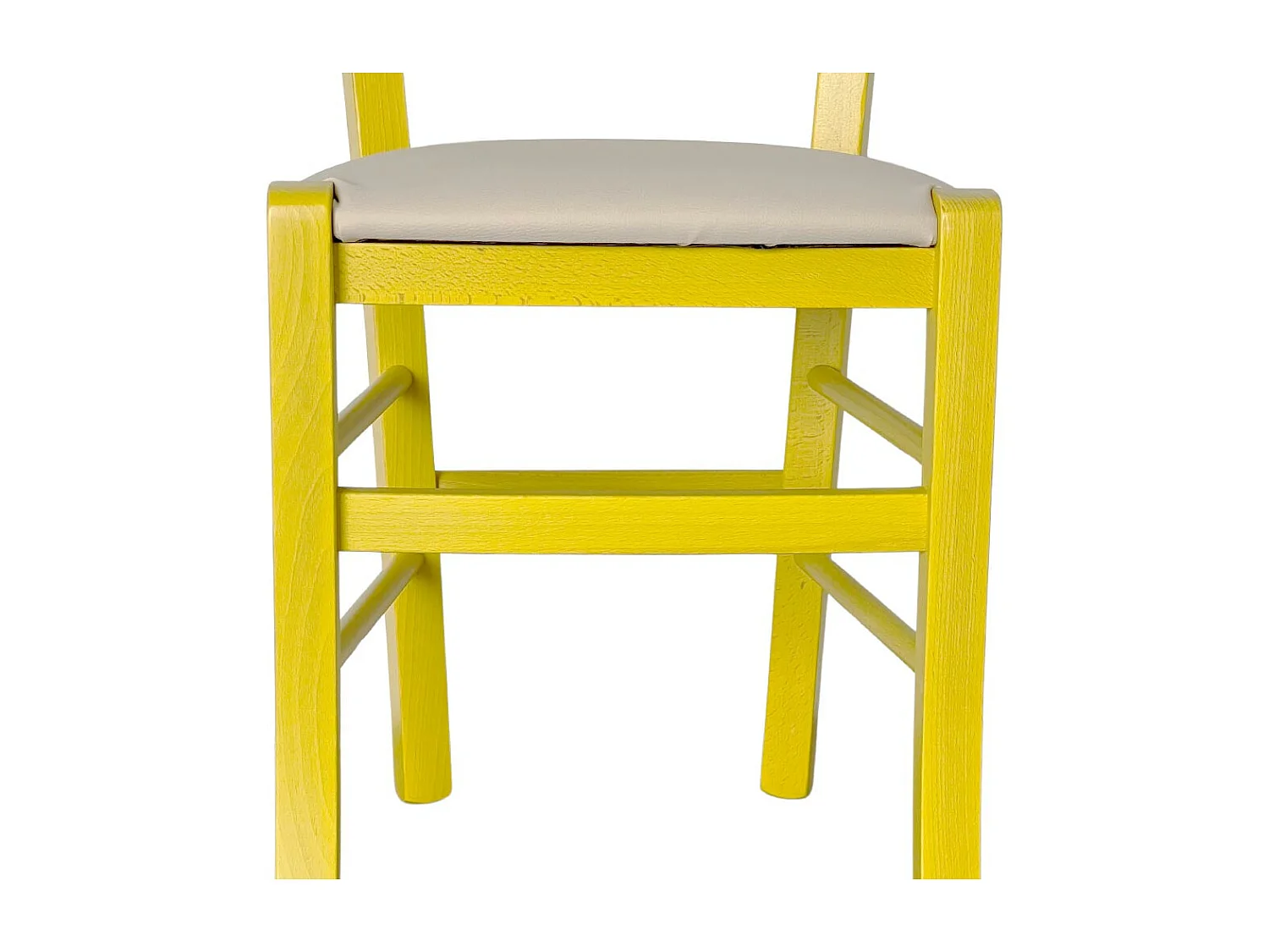 Sedia legno venezia gialla con seduta in similpelle crema beige