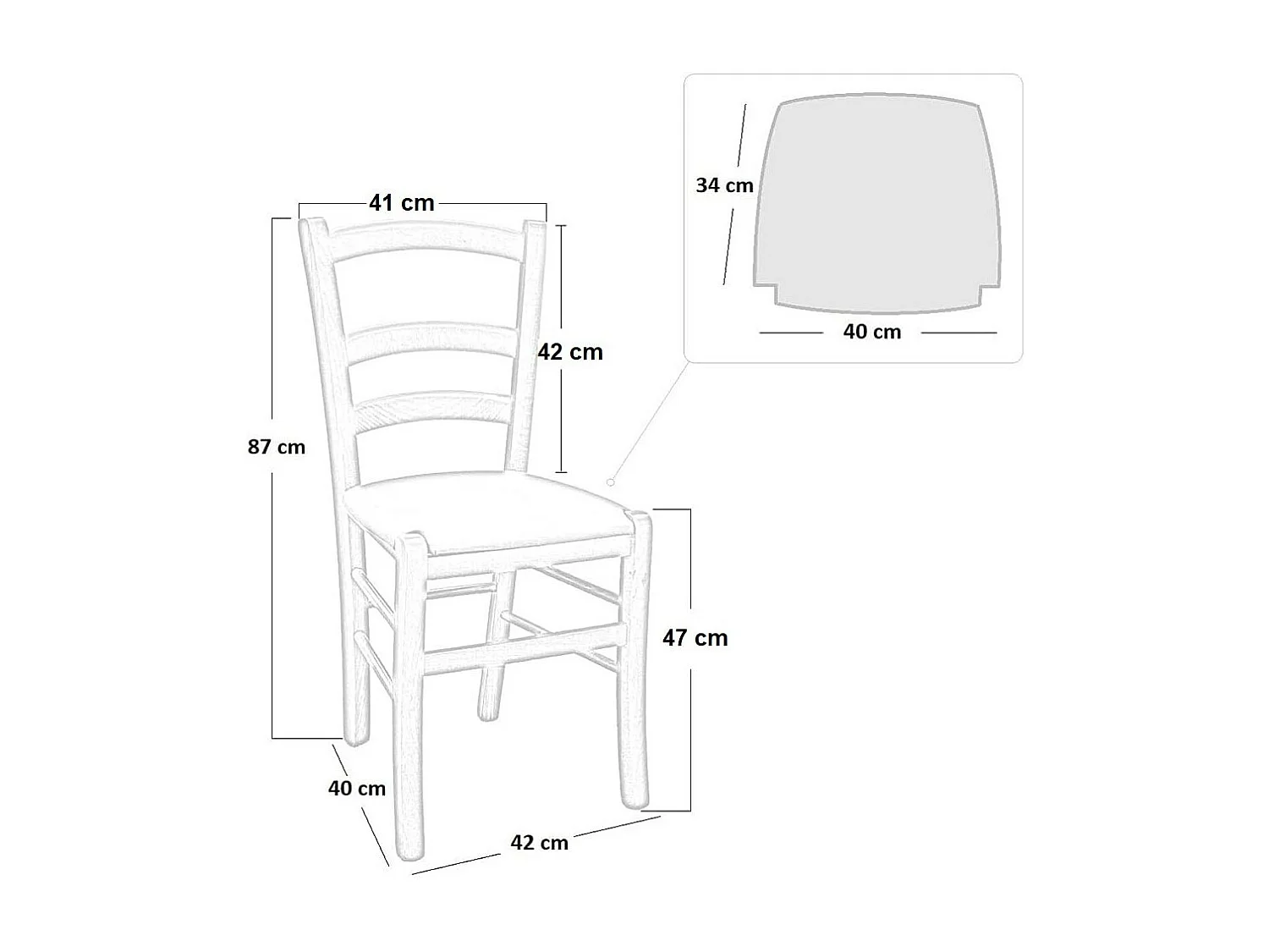 Chaise en bois jaune de Venise avec assise en simili cuir beige crème