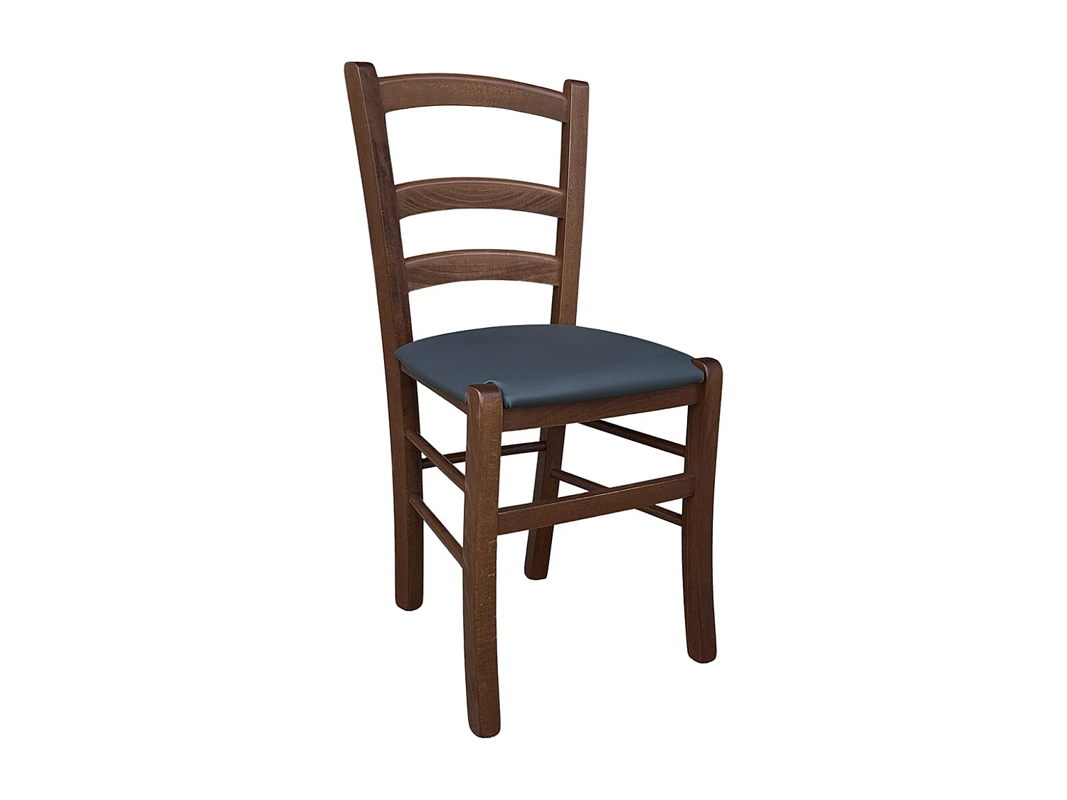 Sedia legno venezia noce scuro con seduta similpelle imbottita grigio antracite