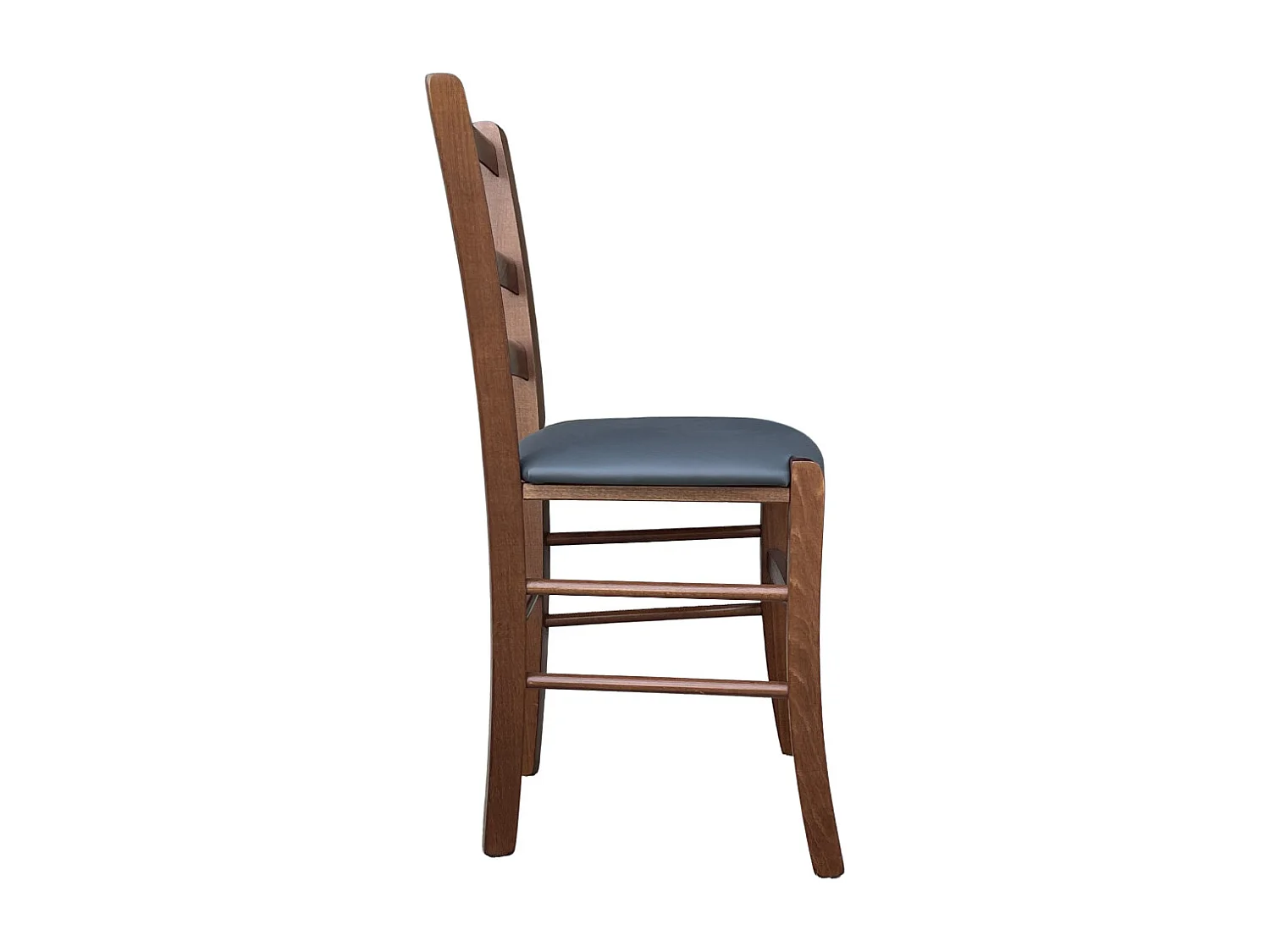 Sedia legno venezia noce scuro con seduta similpelle imbottita grigio antracite