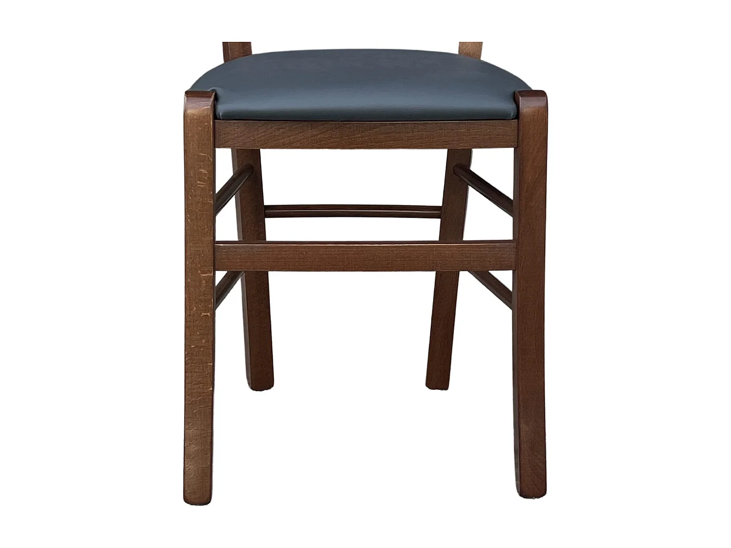 Sedia legno venezia noce scuro con seduta similpelle imbottita grigio antracite