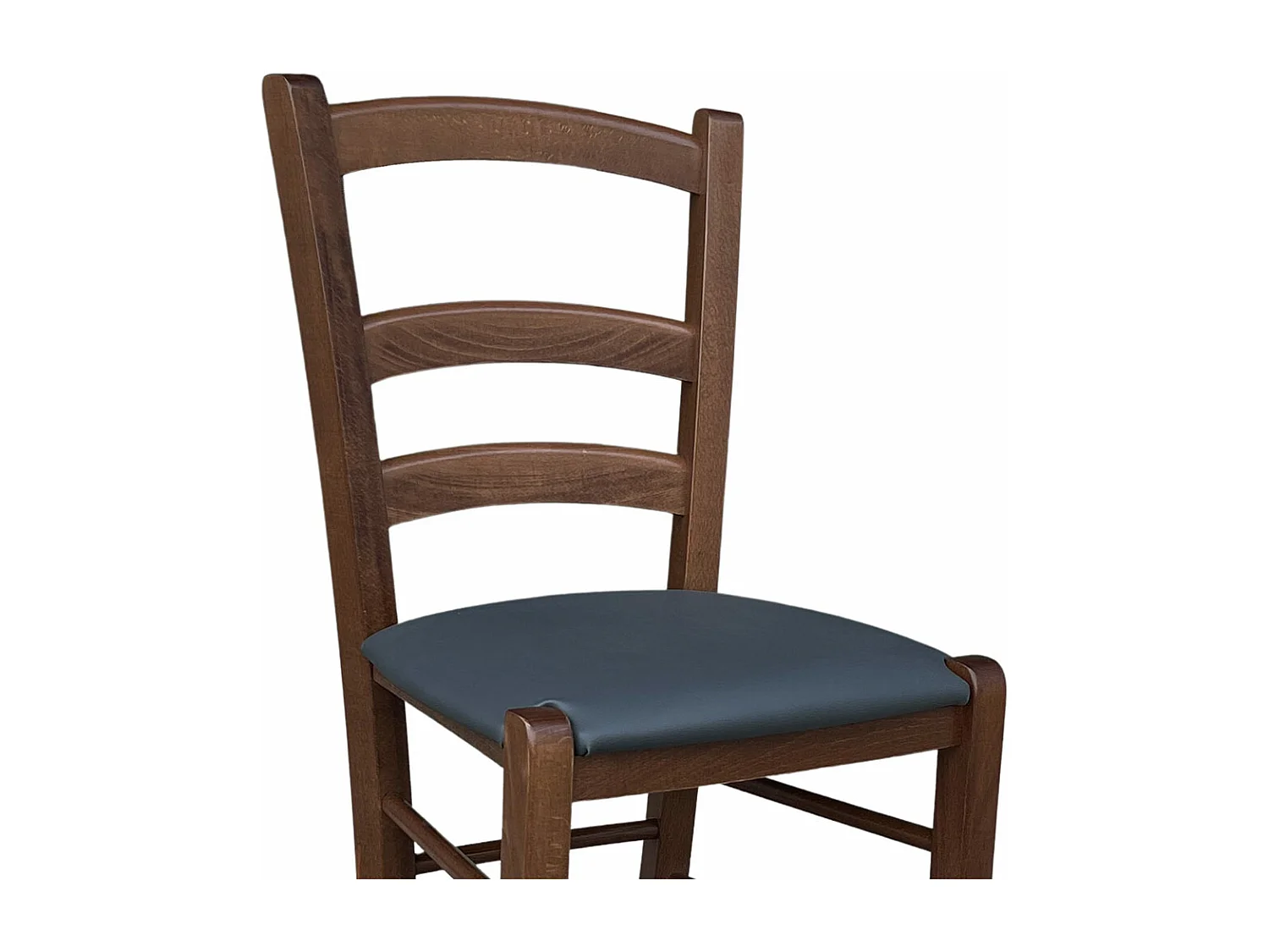 Sedia legno venezia noce scuro con seduta similpelle imbottita grigio antracite