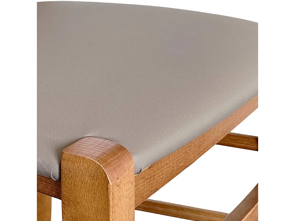 Sedia legno paesana noce chiaro con seduta imbottita similpelle tortora