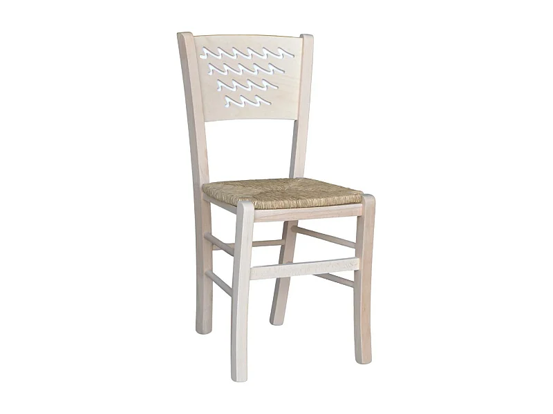 Silla Capri de madera cruda para pintar con asiento de paja