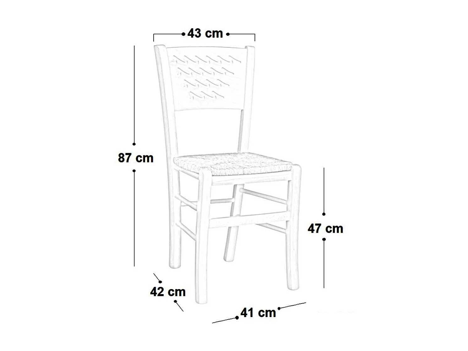 Chaise Capri en bois brut à peindre avec assise en paille