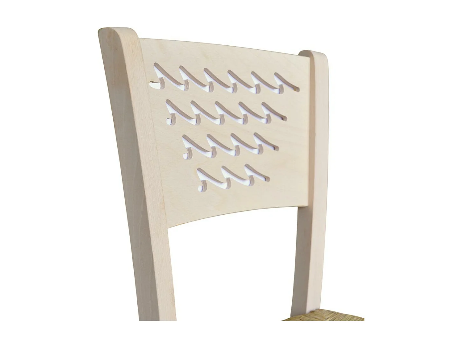 Chaise Capri en bois brut à peindre avec assise en paille