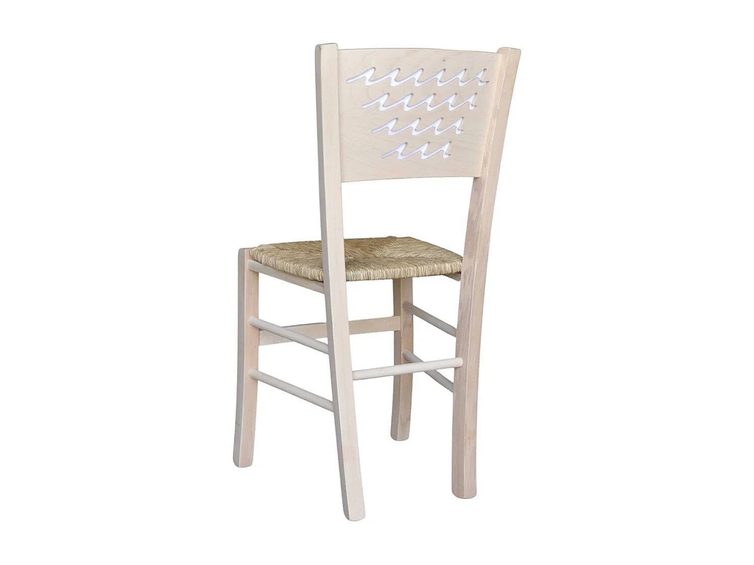 Chaise Capri en bois brut à peindre avec assise en paille