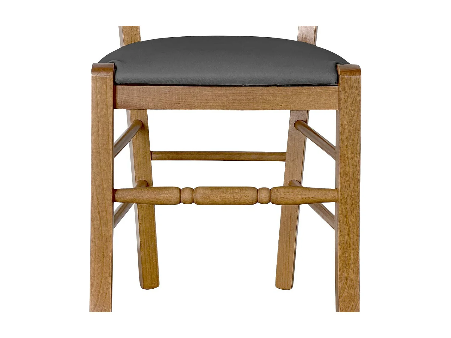 Siège en bois clair Loris noce avec assise encastrée en éco-cuir anthracite