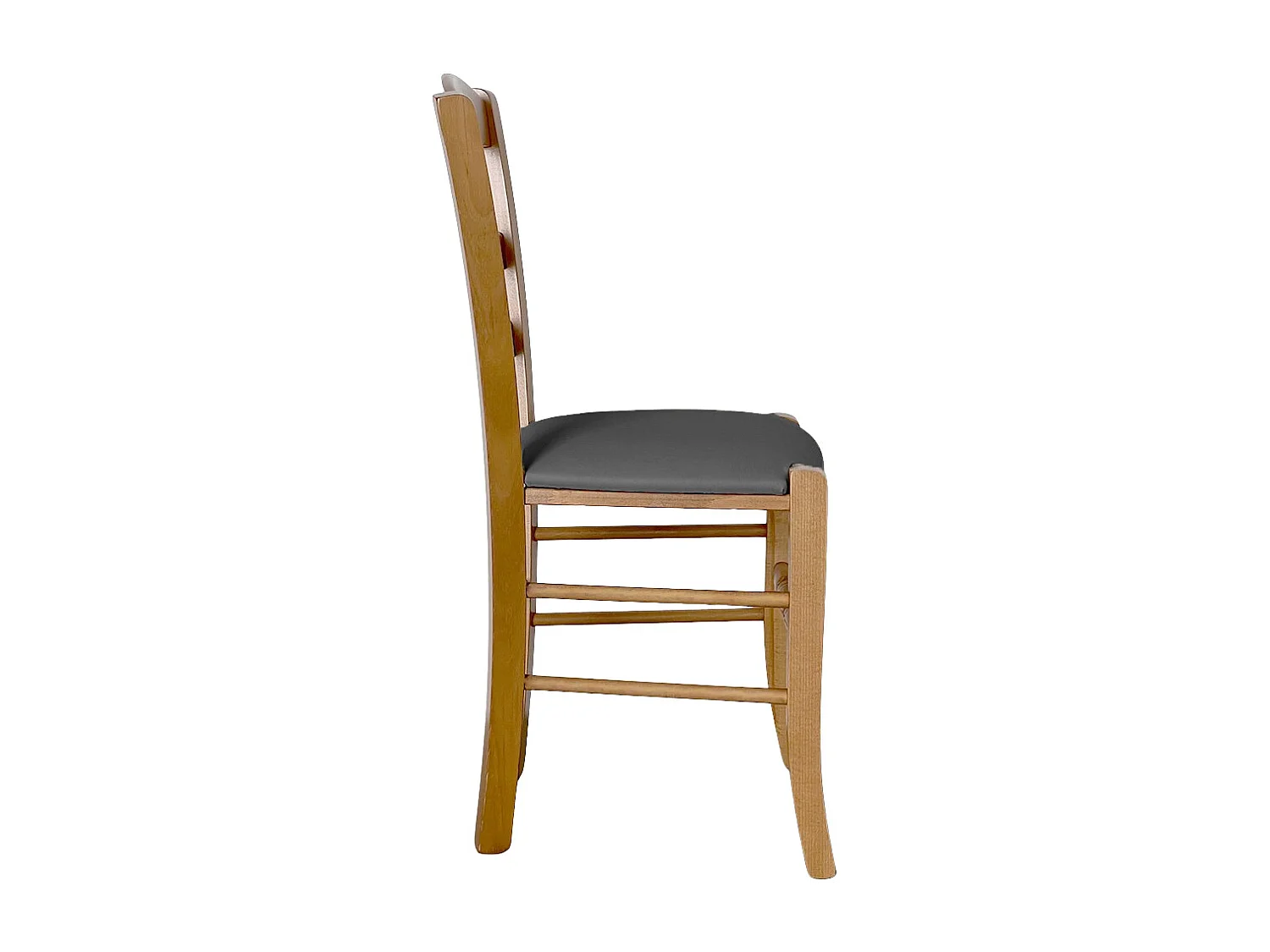 Siège en bois clair Loris noce avec assise encastrée en éco-cuir anthracite