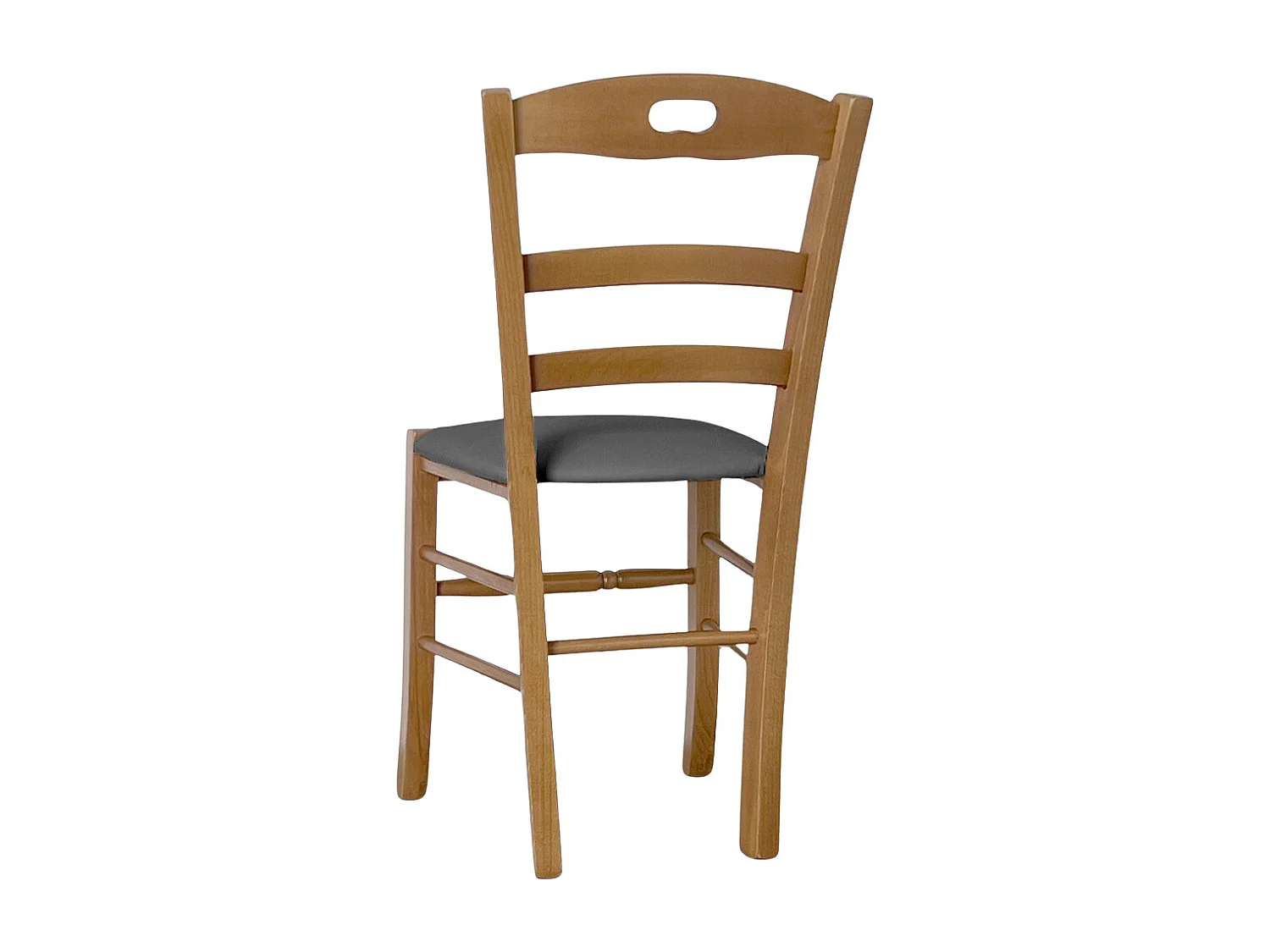 Siège en bois clair Loris noce avec assise encastrée en éco-cuir anthracite