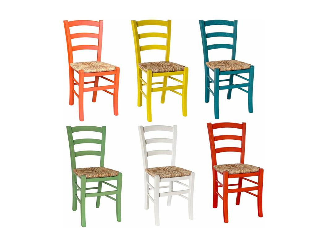 Set di 6 sedie in legno venezia arancio giallo turchese verde bianco rosso