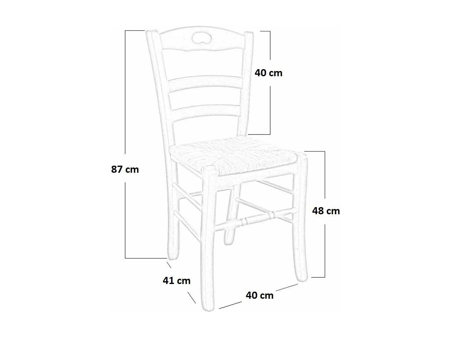 Chaise modèle Loris avec assise en paille couleur cerise