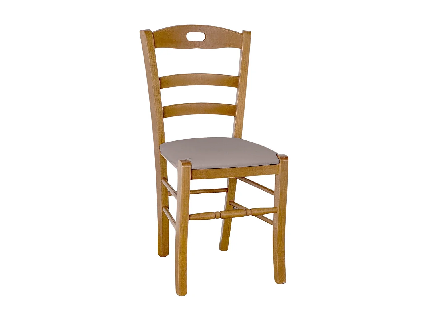 Siège en bois Loris noce clair avec seduta imbottita ecopelle tortora