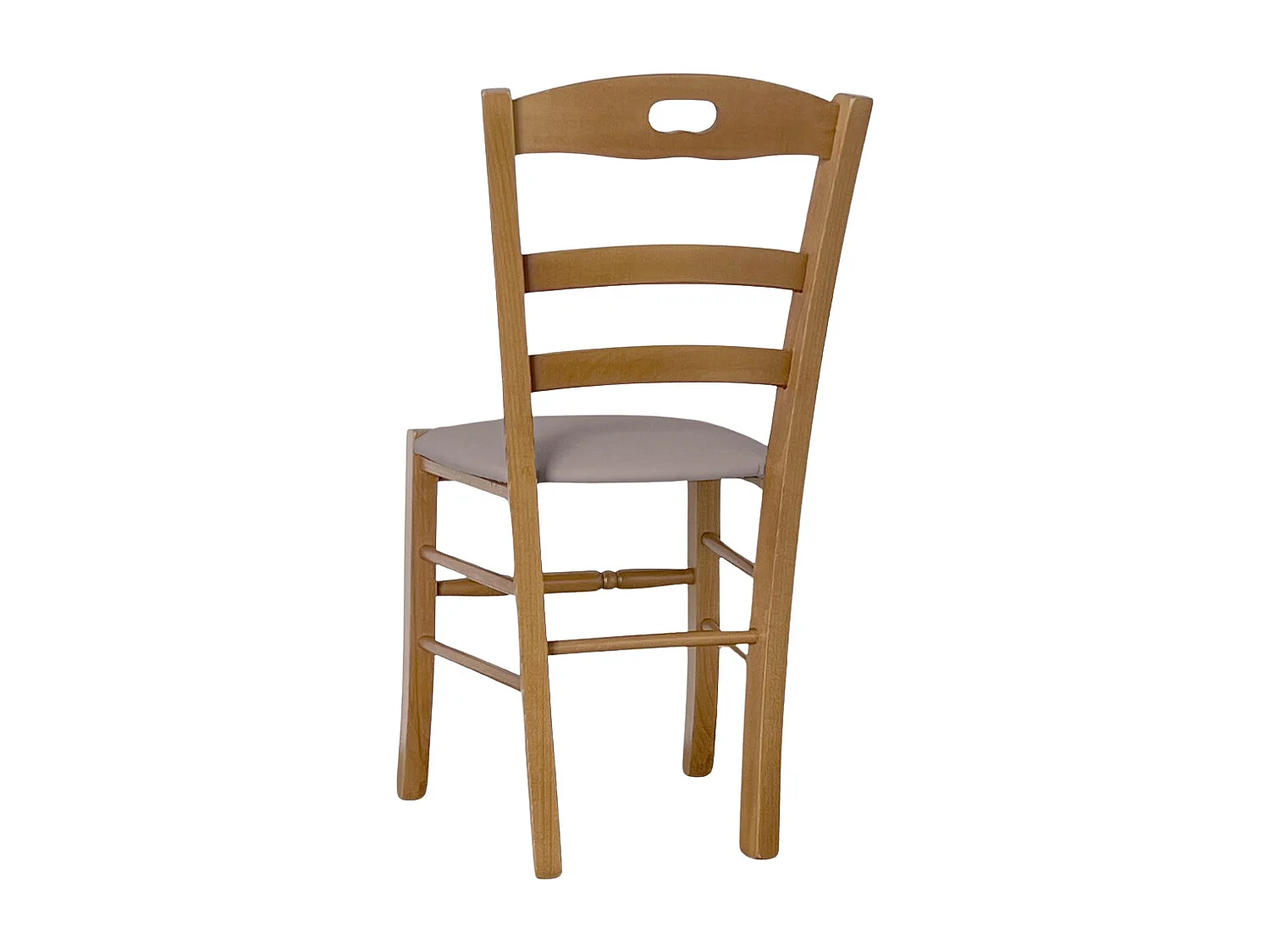 Siège en bois Loris noce clair avec seduta imbottita ecopelle tortora