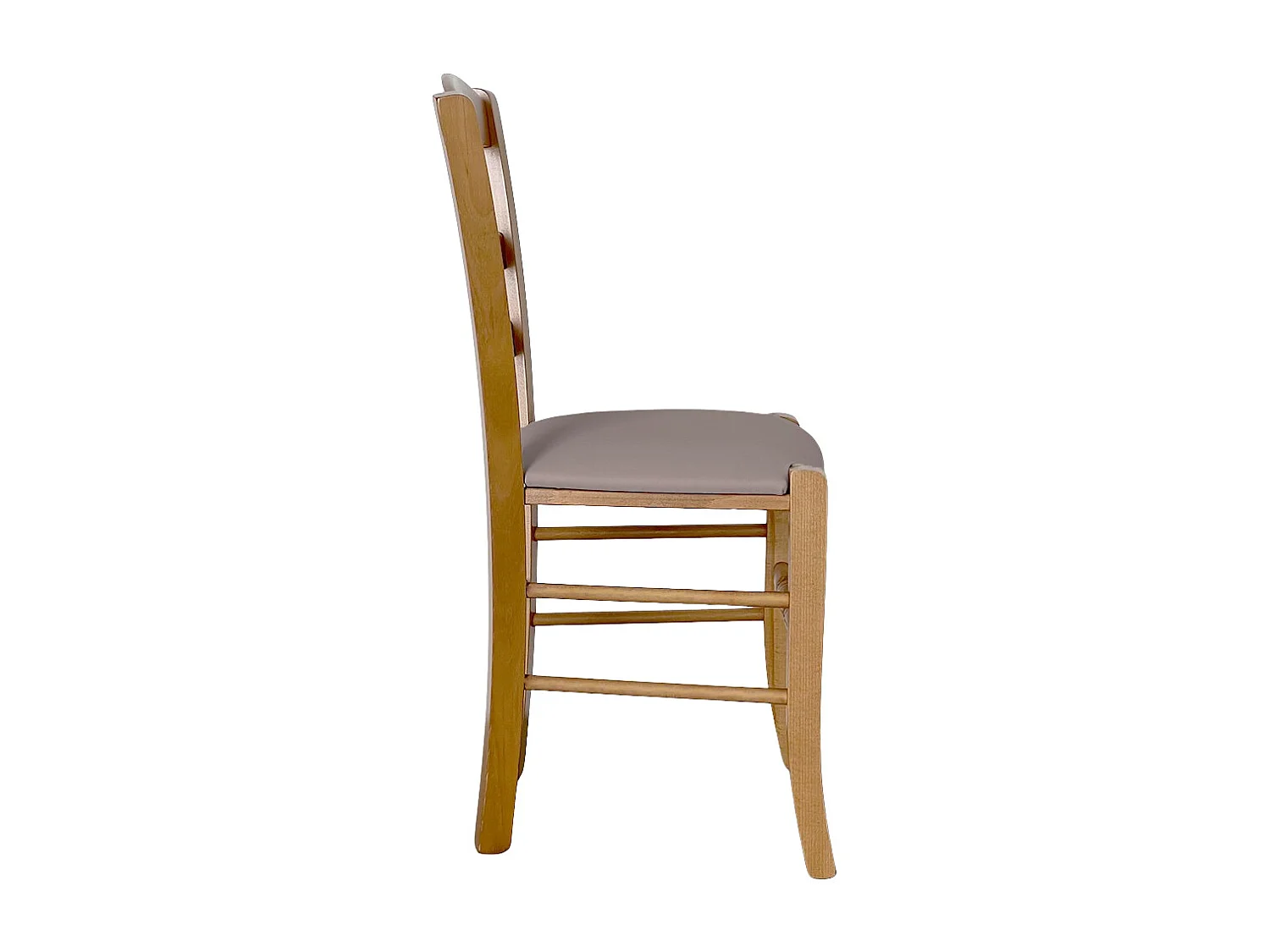 Siège en bois Loris noce clair avec seduta imbottita ecopelle tortora