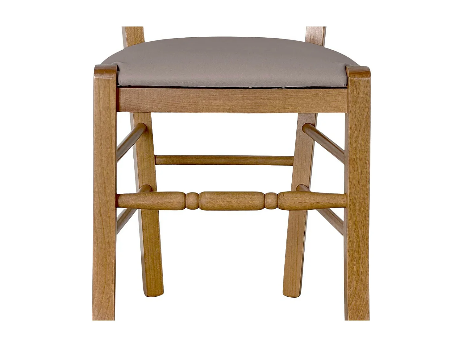 Siège en bois Loris noce clair avec seduta imbottita ecopelle tortora