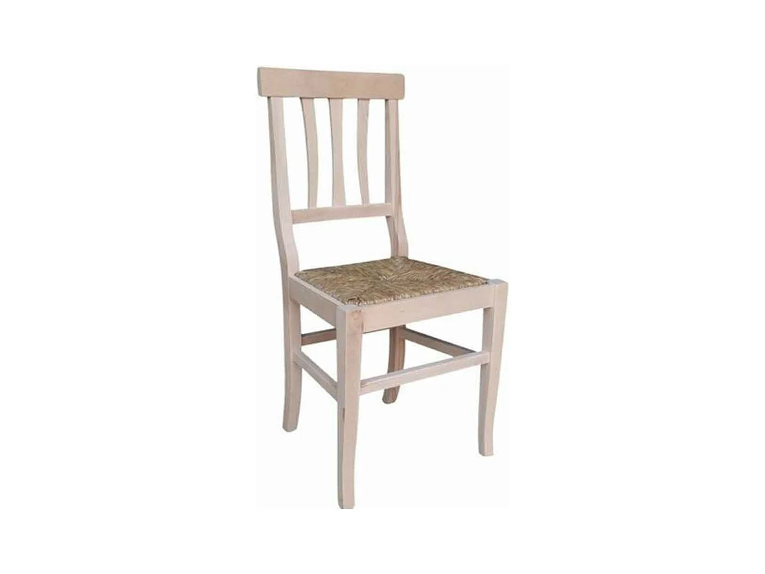 Chaise Vittoria en bois brut à peindre avec assise en paille des marais