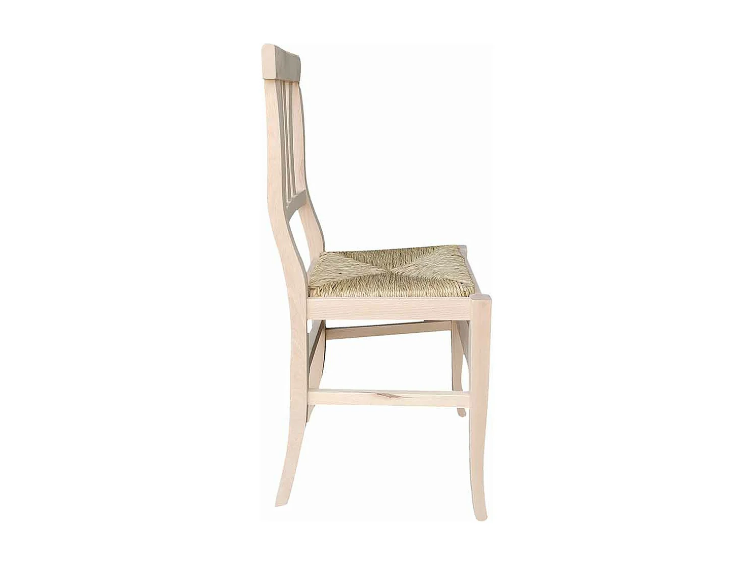 Chaise Vittoria en bois brut à peindre avec assise en paille des marais