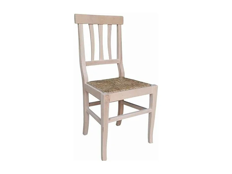 Chaise Vittoria en bois brut à peindre avec assise en paille des marais