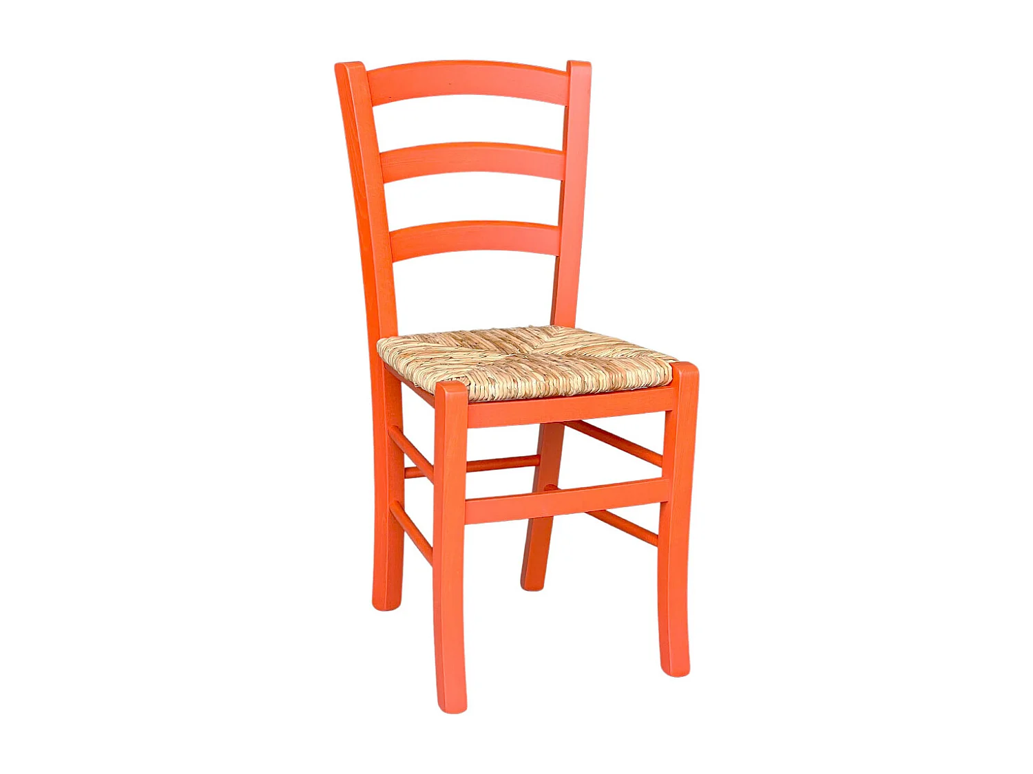 Sedia legno venezia arancione con seduta in paglia di riso