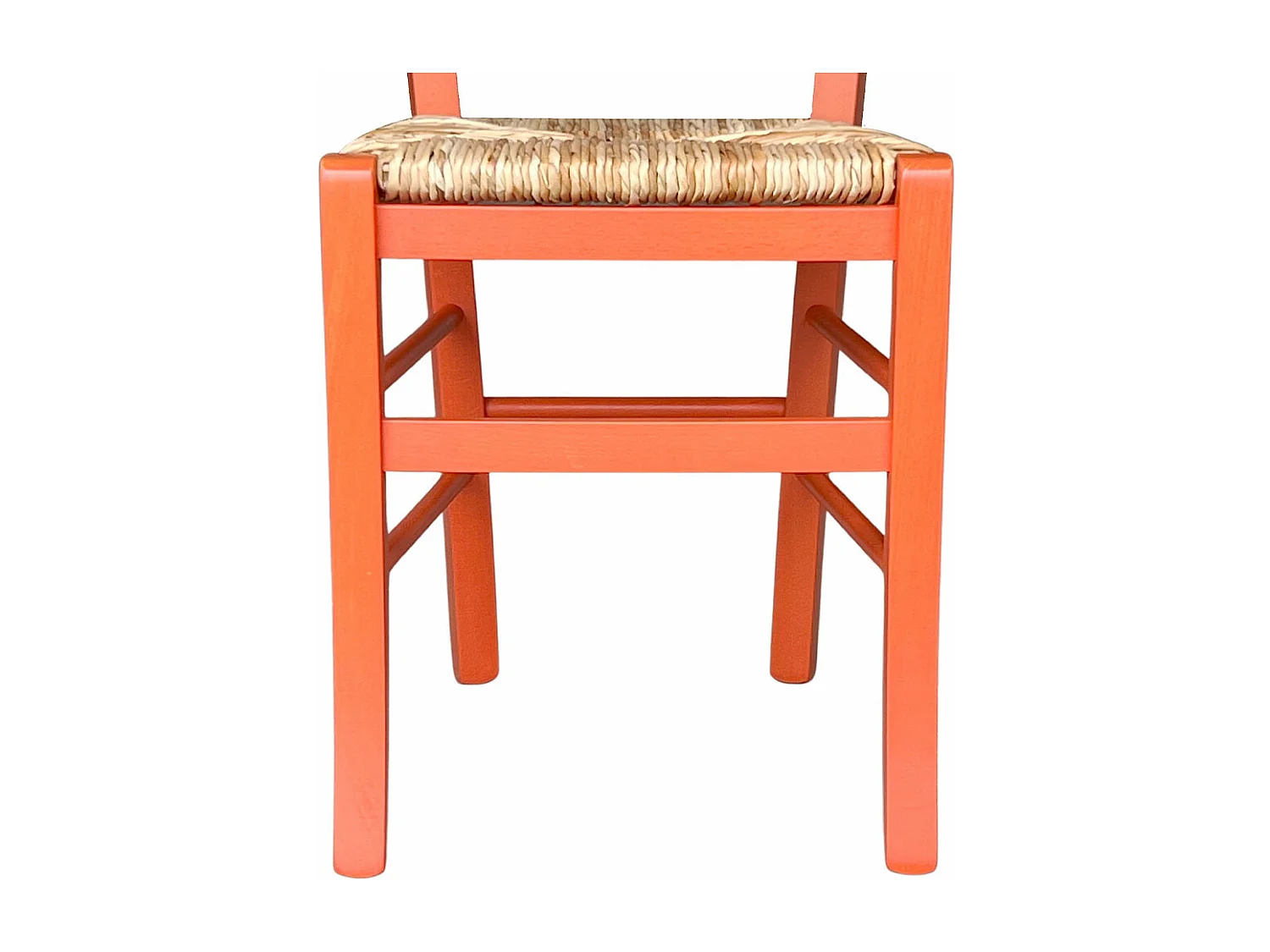 Sedia legno venezia arancione con seduta in paglia di riso