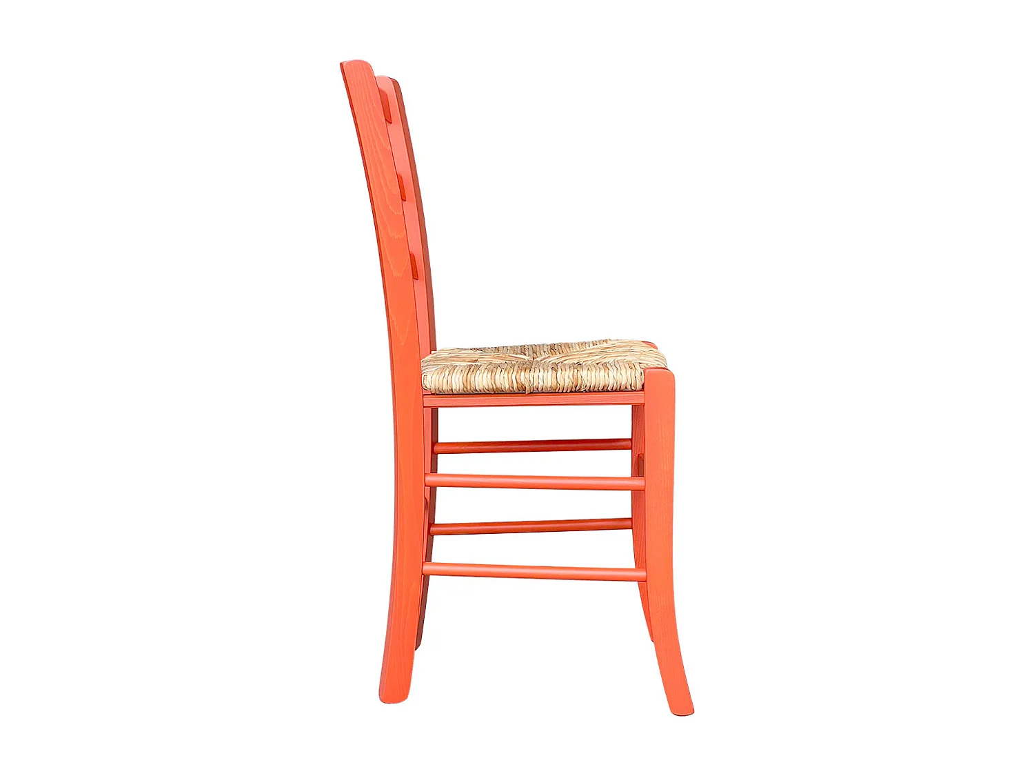 Sedia legno venezia arancione con seduta in paglia di riso