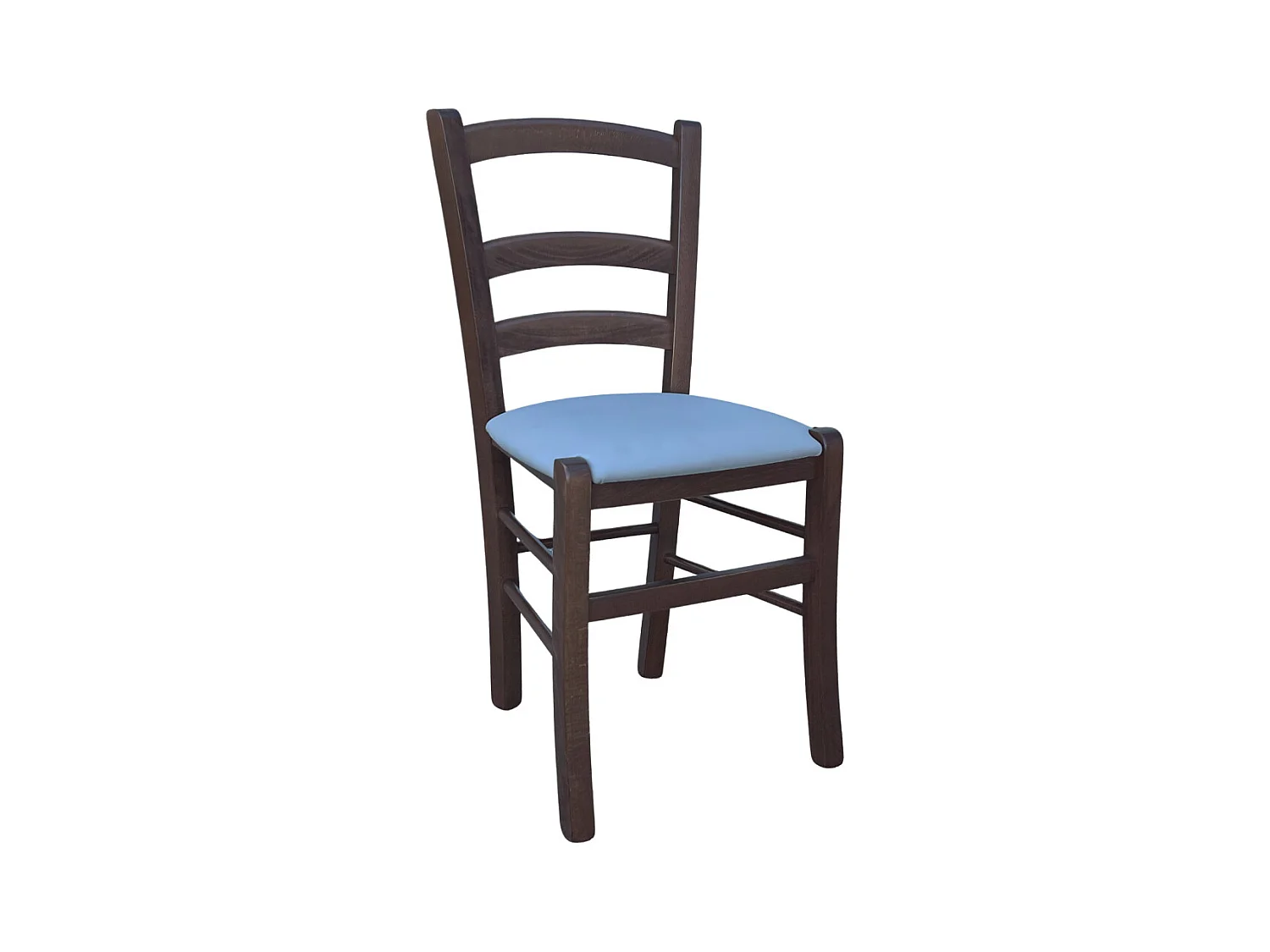 Chaise Venice en bois de noyer foncé avec assise en similicuir gris glacier